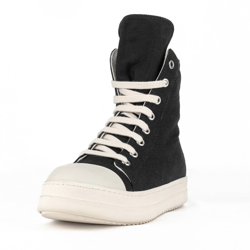 Owens-zapatillas de lona con cordones para hombre y mujer, zapatos informales de diseñador de lujo, color negro, con cremallera superior alta, originales