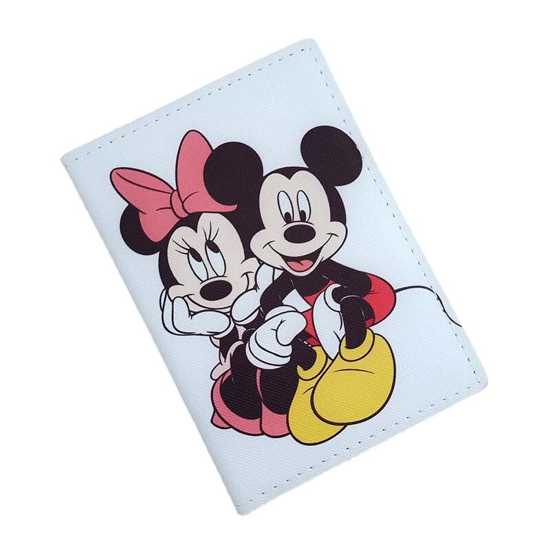 Disney Cartoon Passport Cover Mickey Mouse Minnie Anime Print Travel Waterproof Passport Holder Women Business Card Holder