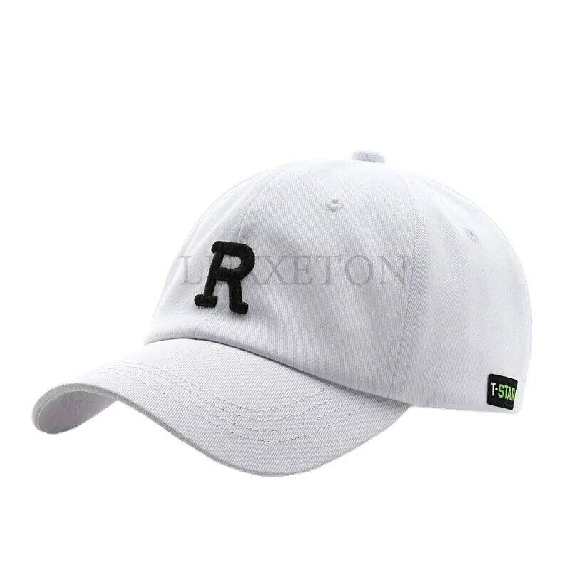 Topi bisbol katun untuk wanita dan pria, topi Snapback huruf R modis kasual Hip Hop musim panas 2023 untuk pria dan wanita