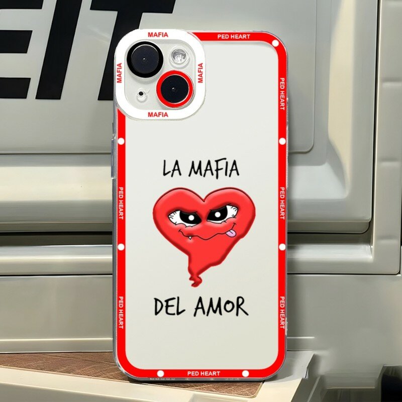 Capa de telefone padrão coração vermelho transparente, máfia do amor, Angel Eye, macio TPU, capas traseiras para iPhone 13 Pro Max, 12 Mini, 14, 11