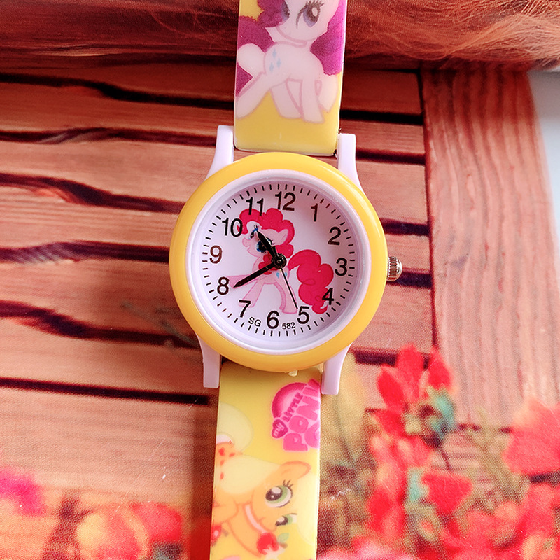 Correa de silicona con estampado de poni para niños, reloj de pulsera de cuarzo con dibujos animados, bonito, novedad de 2021