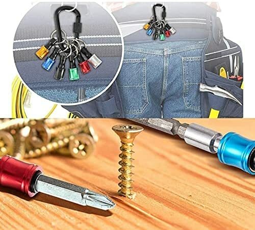 1/4inch Hex Shank Aluminum Alloy Screwdriver Bits Holder Extension Bar Drill Screw Adapter Change Keychain Portable