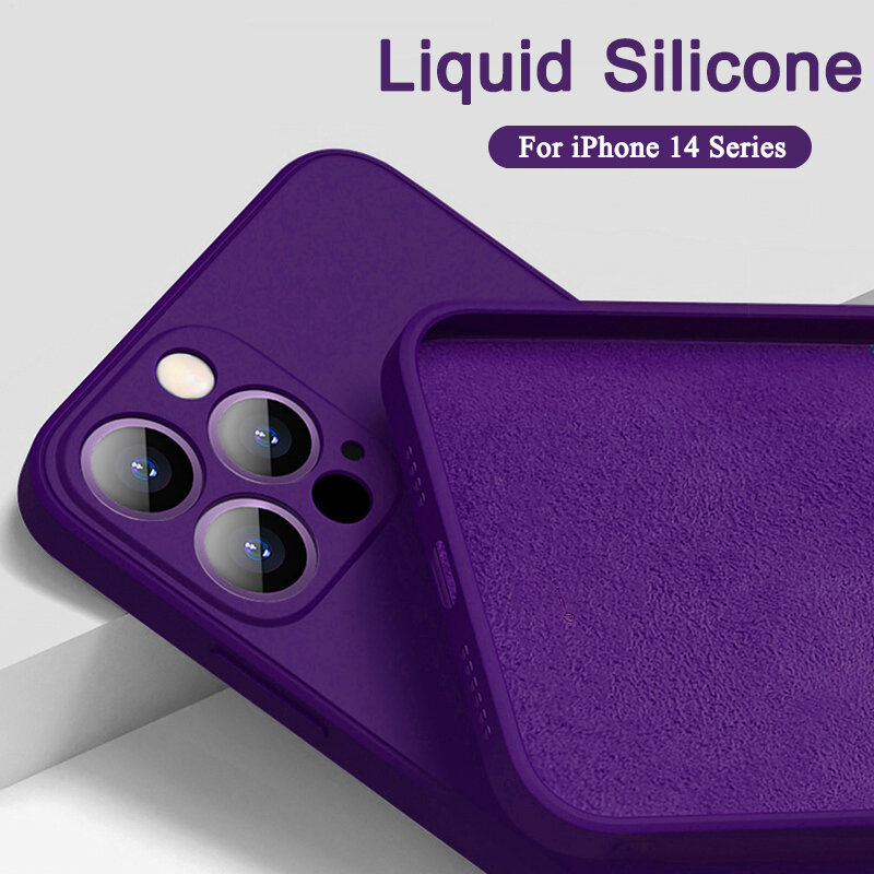 Original Square Liquid Silicone Case For iPhone 14 13 11 12 Pro Max X XS Max XR 7 8 Plus SE 2020 Thin Soft Shockpoof Cover funda