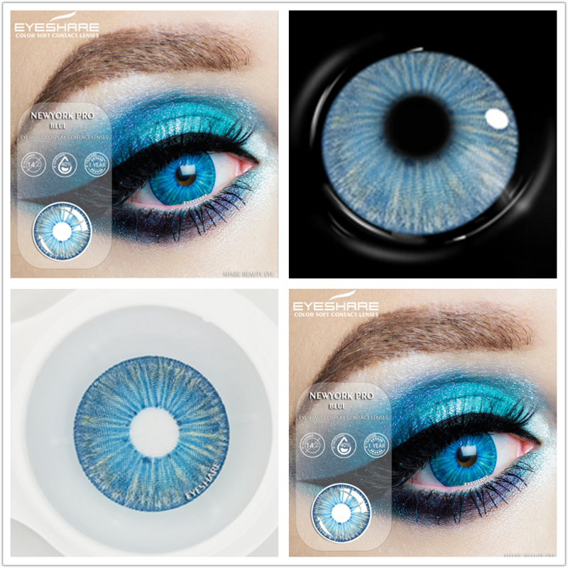 EYESHARE – lentilles de Contact colorées bleues, pour les yeux, 1 paire, pour Halloween, maquillage animé, dessins animés, Contact annuel
