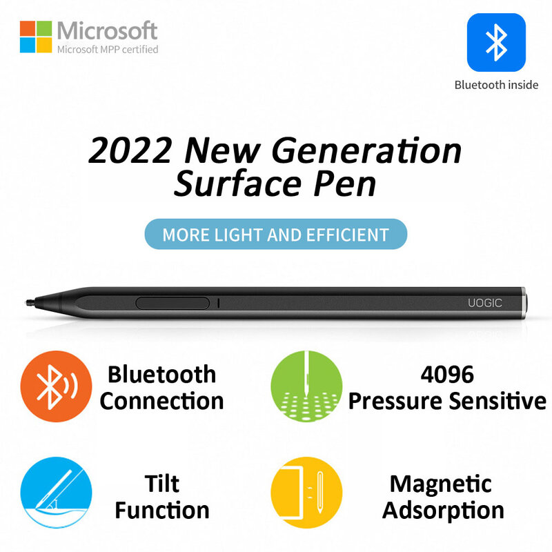 Stylet Bluetooth pour Microsoft Surface Pro 4096, stylo sensible à la pression, charge rapide, rejet de paume, certifié Microsoft