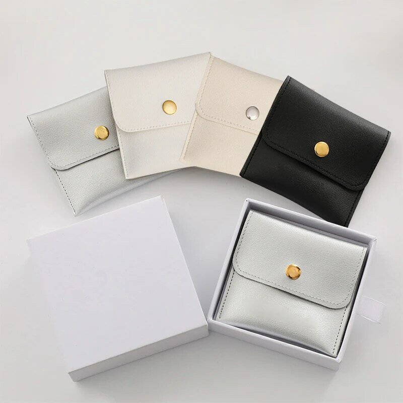 Botão de couro saco de jóias de armazenamento bolsa de jóias saco de embalagem pulseira colar brincos anéis organizador saco de pacote de presente