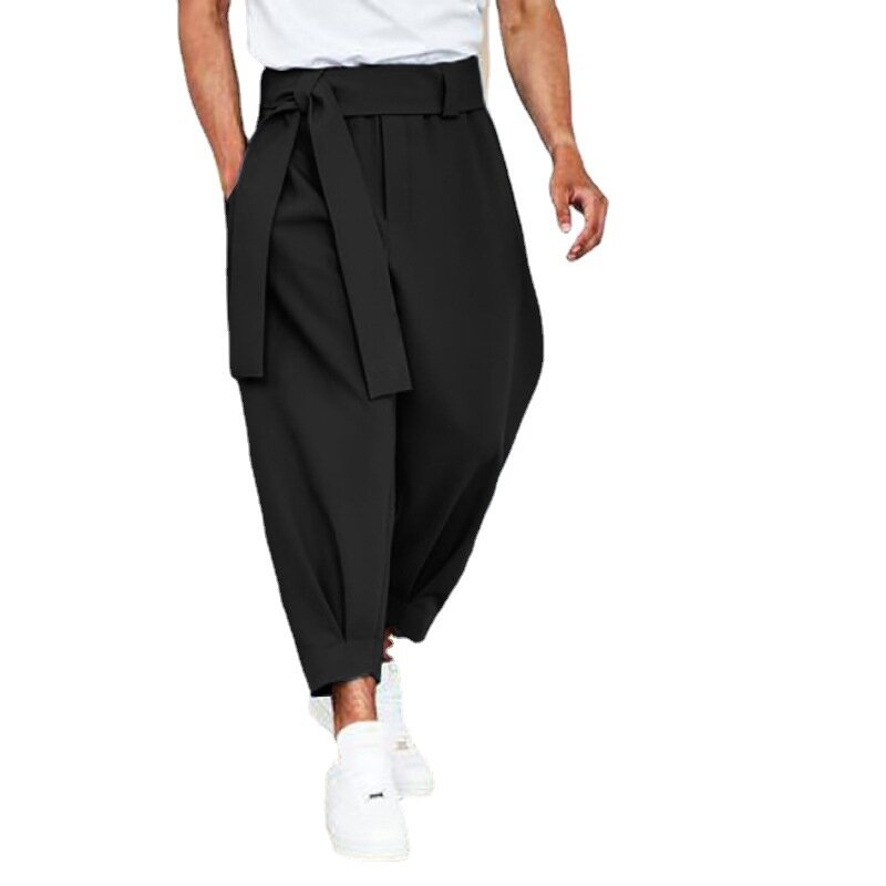 Pantalones de algodón mezclados para hombre, mallas informales de nueve puntos que combinan con todo, versión coreana británica, color sólido, novedad de verano de 2022