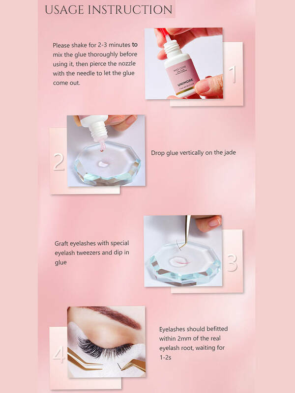 Unimore lash cola russa volume oem adesivo orgânico à prova dpink água rosa claro atacado melhor personalizado etiqueta privada cola de cílios