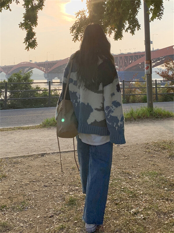 Свитер женский вязаный, с длинным рукавом, свободный, зимний, плотный, 2021