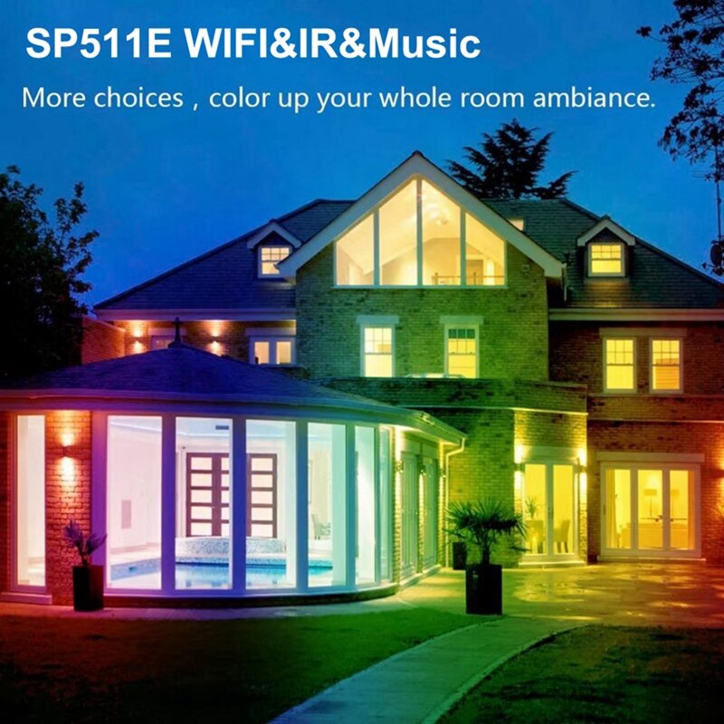 SP511E Wifi Music LED Controller For WS2812B WS2811 Addressable Pixel RGB LED Strip Dual Output Smart Voice Control