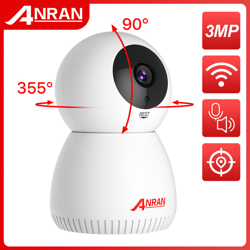 ANRAN Kamera IP 1296P Kamera Keamanan Rumah Nirkabel Kamera Pengawasan Audio Dua Arah Wifi Penglihatan Malam Kamera CCTV Aplikasi Jarak Jauh