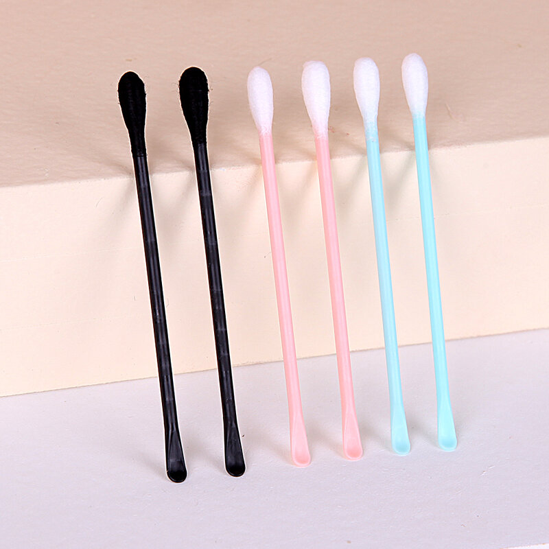 100PCS/Box Double Head Cotton Swab Women Makeup Plastic Ear Pick Cotton Swabs Eyeshaow Blending Tool for Nose Ears Cleaning Tool