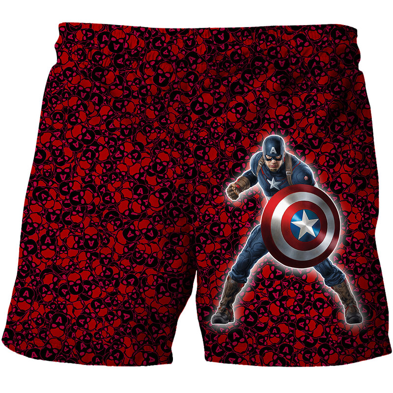 Marvel série crianças os vingadores spiderman capitão américa shorts meninos calças shorts crianças estudante praia shorts unissex