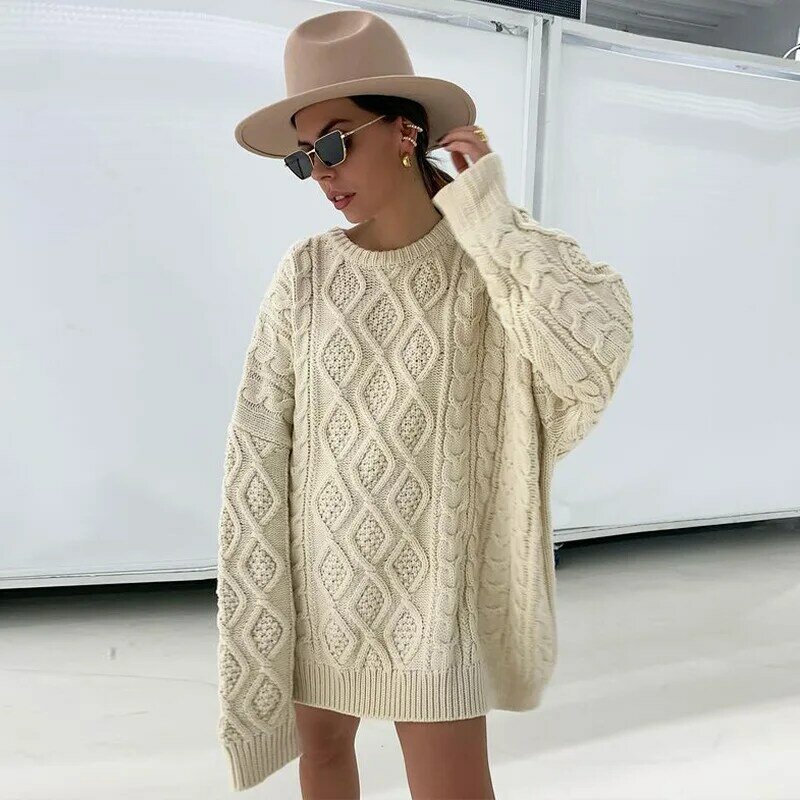 Pull à col roulé pour femme, épais et chaud, surdimensionné, Vintage, tricoté, collection hiver 2022