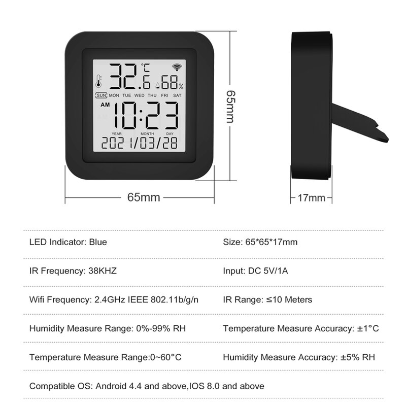 واي فاي مقياس الرطوبة الاستشعار متوافق مع أليكسا جوجل المنزل 3 في 1 ميزان الحرارة الاستشعار تويا App التحكم عن غرفة الرطوبة الدفيئة