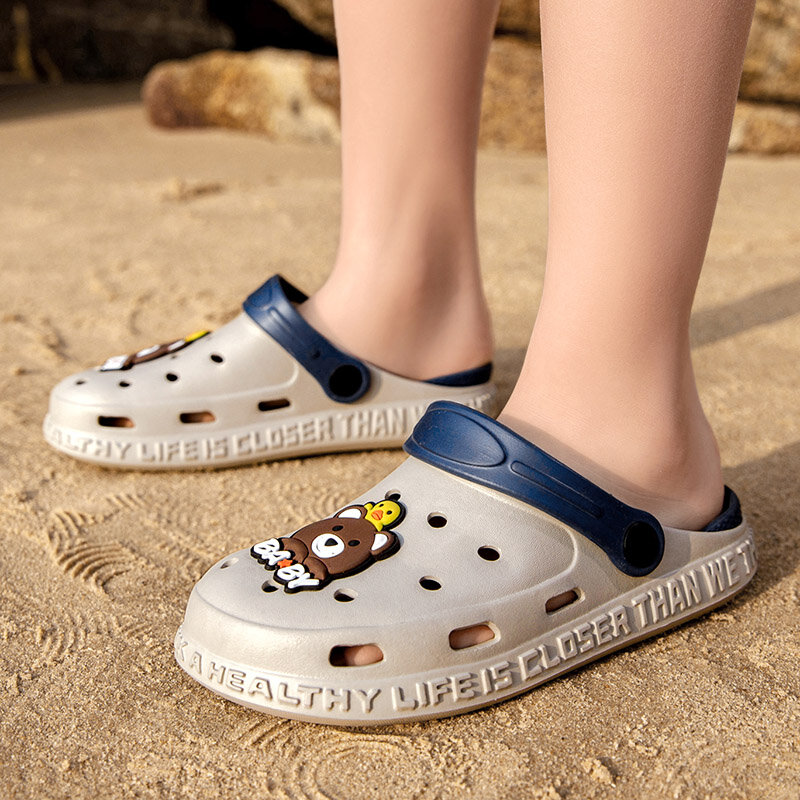 Crianças dos desenhos animados tamancos meninos verão sandálias de praia meninas chinelos de casa antiderrapante indoor slides crianças sapatos de jardim