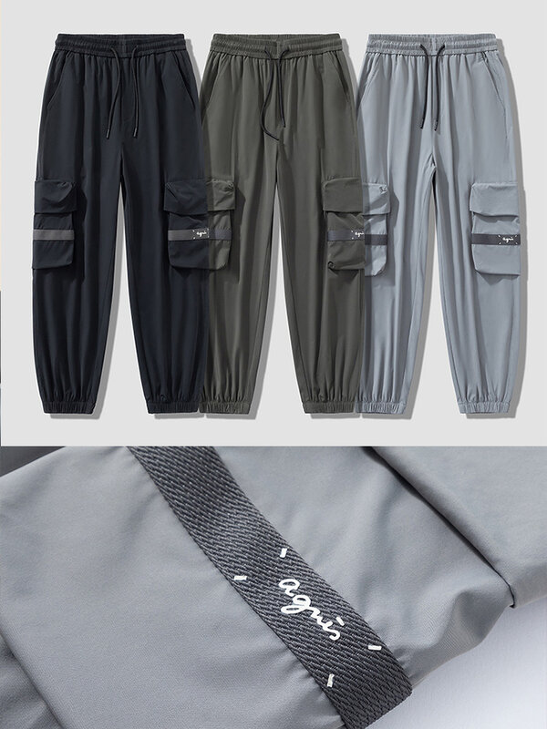 Летние мужские брюки карго с несколькими карманами повседневные быстросохнущие спортивные штаны 8XL размера плюс дышащие нейлоновые мешковатые шаровары для бега