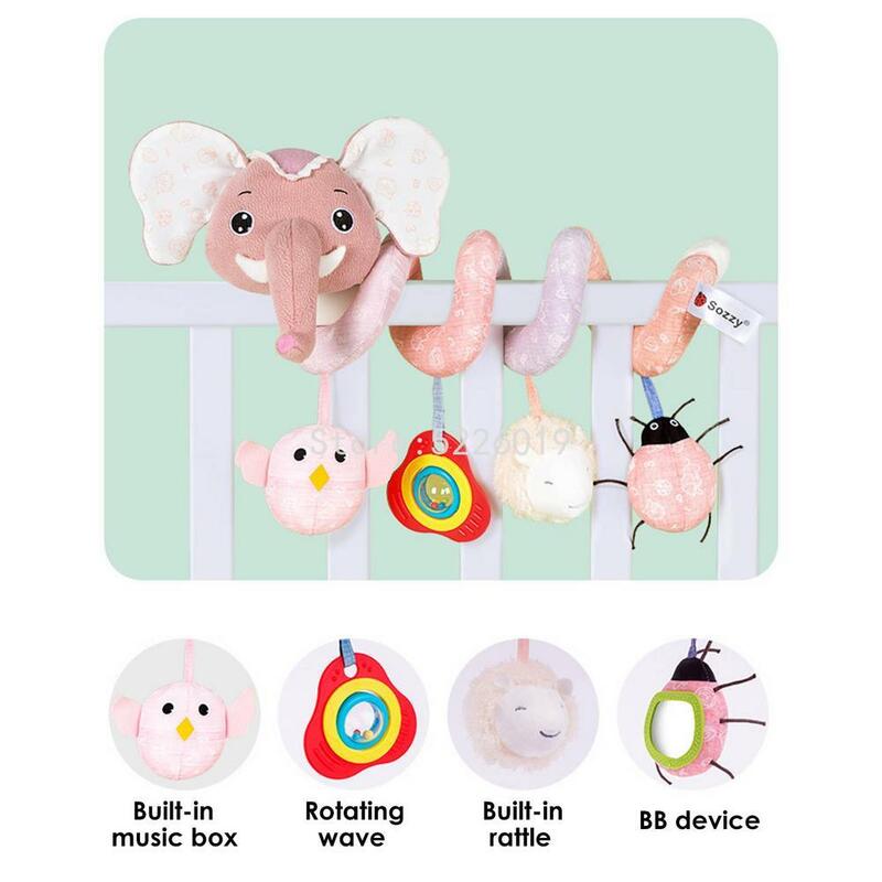 Mainan Kereta Dorong Bayi Mainan Kerincingan Hewan Empuk Nyaman Hadiah Mainan Kereta Dorong Bayi Bergerak untuk Bayi Mainan Lonceng Tempat Tidur Gantung