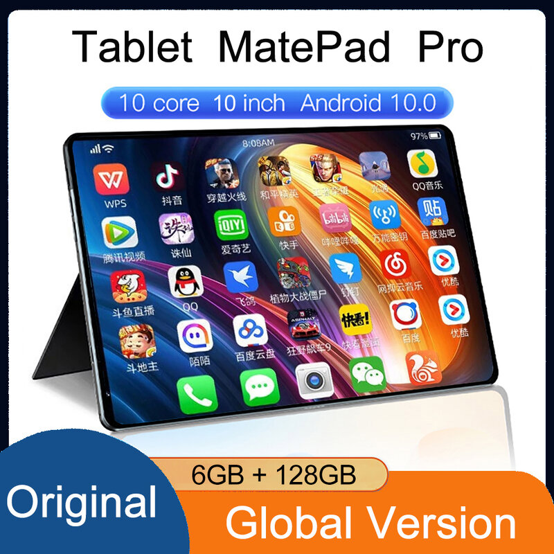 MatePad-글로벌 버전 프로 태블릿, 안드로이드 6GB 128GB 태블릿 10.1 인치 화면 1920x1200 듀얼 SIM 4G Deca 코어 c타입 태블릿 PC