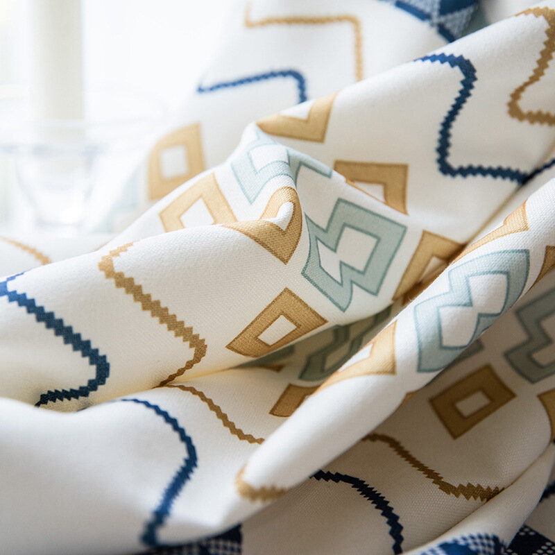 Tirai untuk Ruang Tamu Makan Kamar Tidur Pola Tirai Kotak-kotak Nordic Pemadaman Geometris Katun Linen Ruang Tamu Kamar Anak-anak