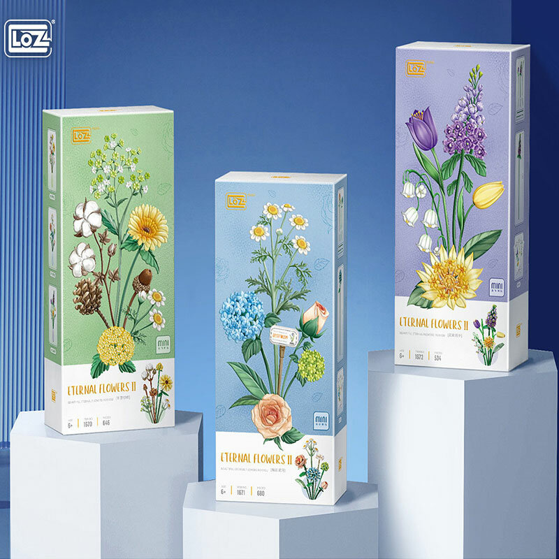 LOZ 빌딩 블록 꽃다발 모델 장난감, 홈 인테리어 식물 화분 국화 장미 꽃 조립 벽돌, 소녀 장난감, 어린이 선물
