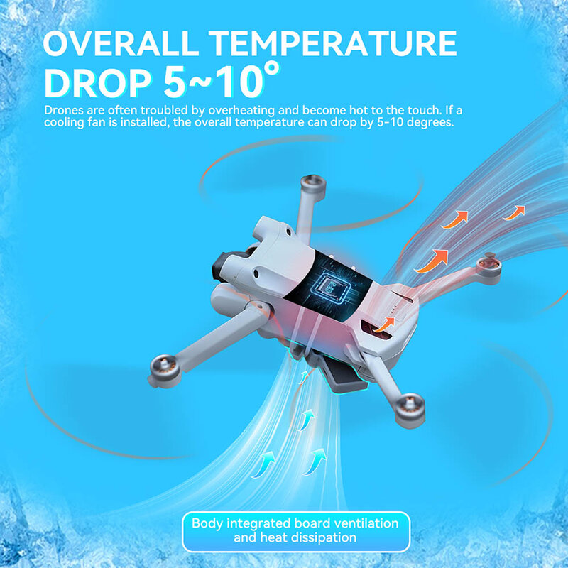 Портативный вентилятор охлаждения, радиатор теплоотвода, кулер охлаждения корпуса, воздушный кулер с шумоподавлением для дрона DJI Mini 3 Pro