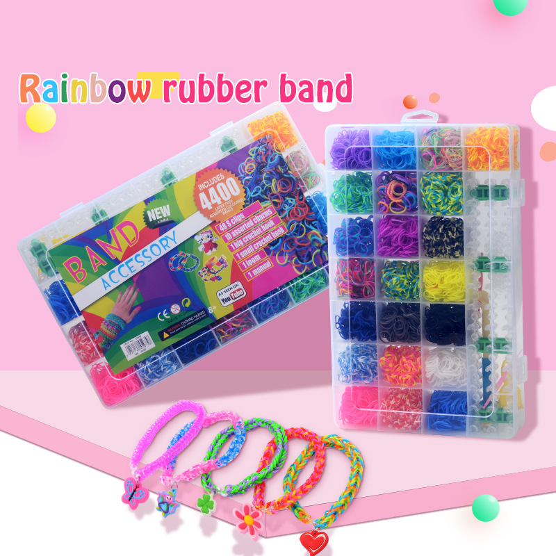 Nuovi 28 elastici arcobaleno griglia Set Kid multifunzionale classico pratico divertente giocattoli fai da te braccialetto intrecciato arcobaleno per regali ragazza