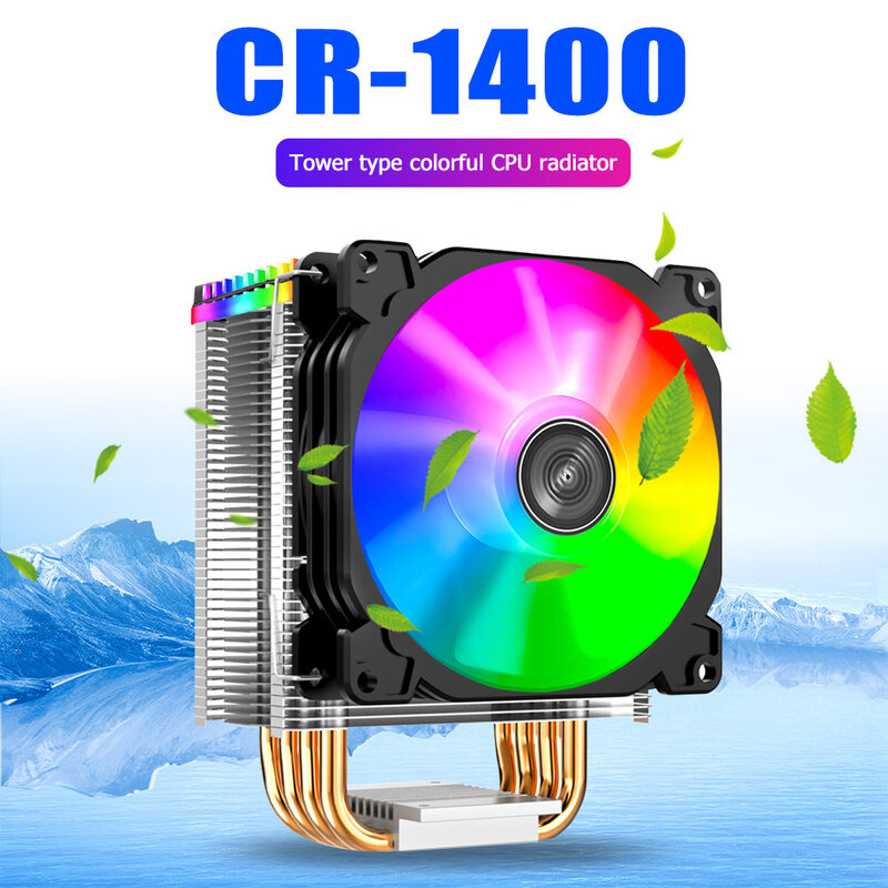 Enfriador de CPU tipo torre, 4 tubos de calor de cobre puro RGB PWM, radiador de ventilador de refrigeración de 4 pines para Intel LGA 775/1150/1151/1155/1156 AM4/AM3 +