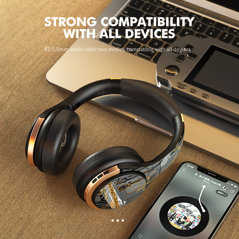Aktywne słuchawki z redukcją szumów zestaw słuchawkowy Stereo Bluetooth 5.2 ANC słuchawki douszne z mikrofonem Hi-Fi 50H czas odtwarzania krótki czas oczekiwania tryb gry