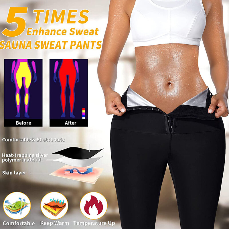 Celana Peluh Sauna untuk Wanita Thermo Pakaian Pembentuk Tubuh Kompresi Peramping Atletik Gym Pembentuk Tubuh Legging Termal Sauna