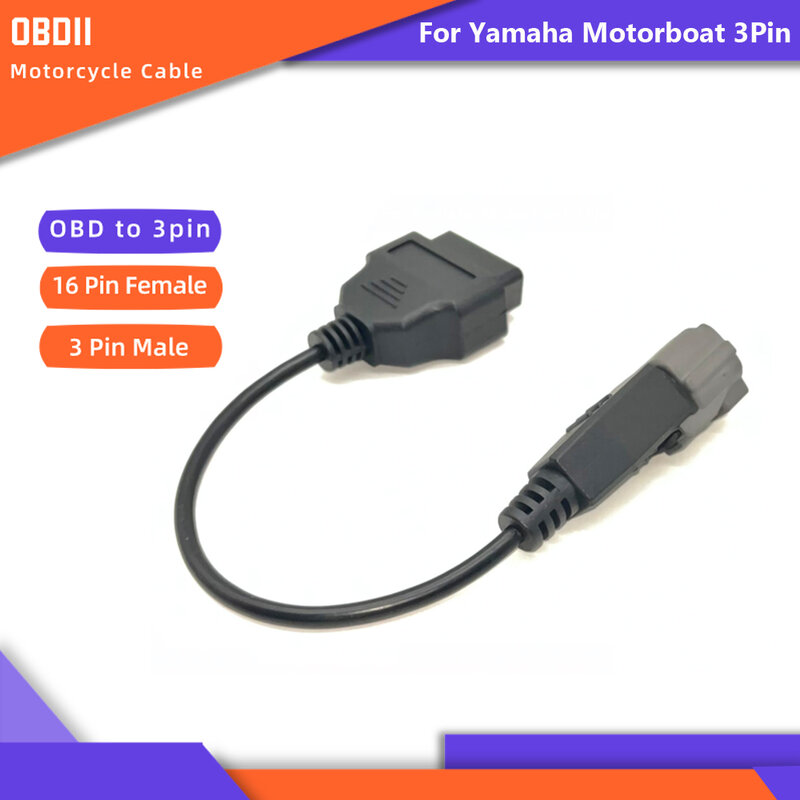 OBD2 Motorcycle Adapter Cable for Yamaha Motorboat 3Pin To 16pin Female Adapter Motobike Convert Connector