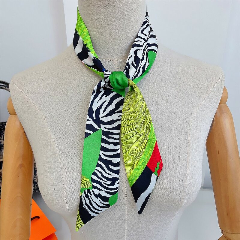 Женский атласный шарф для волос, сумка, лента, роскошный женский фуляр, модные резинки для волос, аксессуары, узкие шарфы