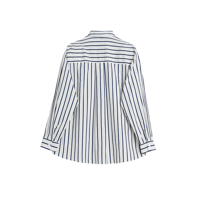 Black White Printed Striped Shirt Women's Outer Wear Boyfriend Style Spring Summer Long-sleeved Neutral Tops Female Loose Blouse
