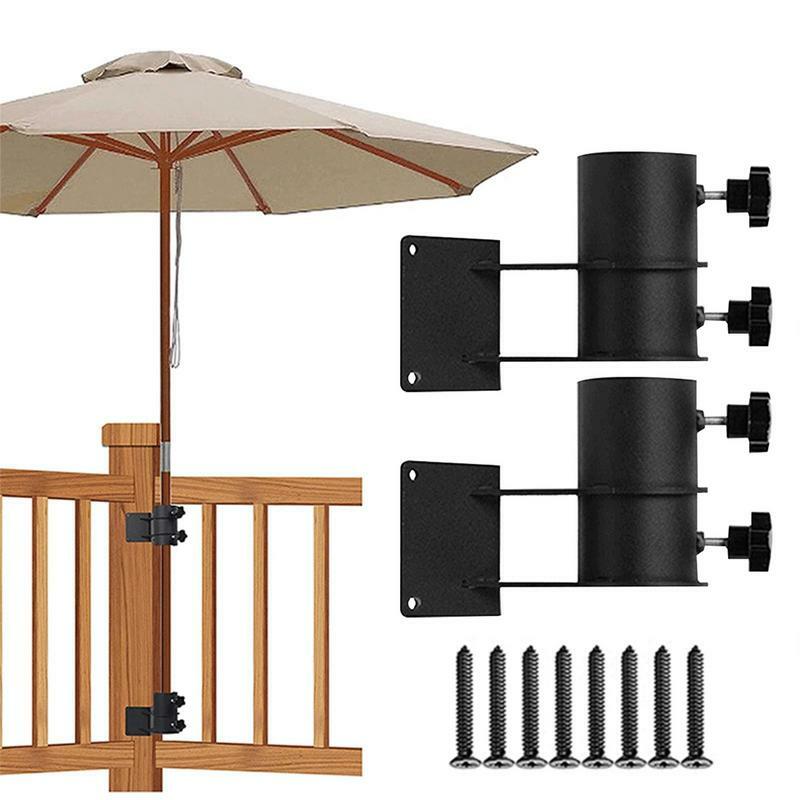 Braçadeira de guarda-chuva 2 pçs jardim guarda-chuva suporte braçadeira suporte de montagem para deck trilhos montar para deck cercas varanda ou