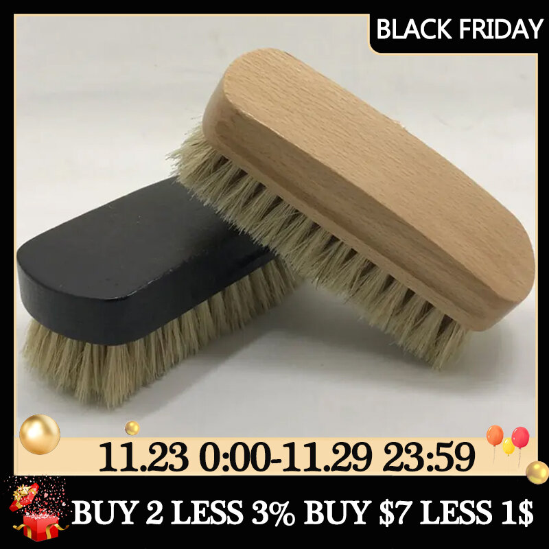 Pig Bristles Shoe Brush For Slippers sneaker brush Shoes Cleaning Brushes Boot Brush Cleaner Wood Handle Useful cepillo zapatos