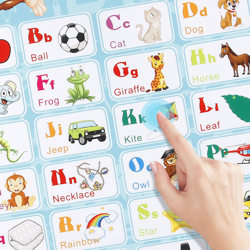 Интерактивный электронный алфавит на английском языке настенная схема говорящий АБС и алфавит 123 музыкальный постер для малышей обучающая ...