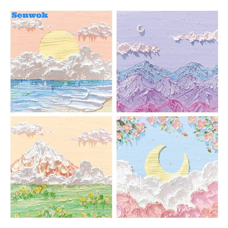 80sheets Sticky Memo Pad Oil Painting Colored Notepad Sticky Notes Office School Stationery Supply