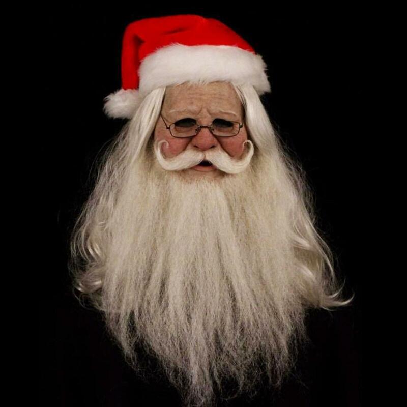Topeng Wajah Natal Cosplay Topeng Natal Dewasa Santa Claus Kakek Nenek Topeng Lateks Alat Peraga Pesta