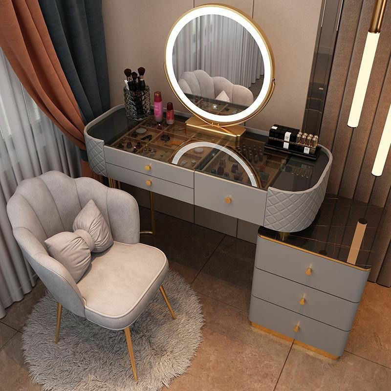 Tocador de maquillaje nórdico con espejo, tocador para dormitorio, luz de lujo, escritorio, muebles de dormitorio