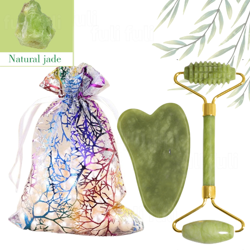 Rodillo de Jade de cuarzo rosa para masaje Facial, masajeador Natural para adelgazar la piel, herramienta de eliminación de arrugas