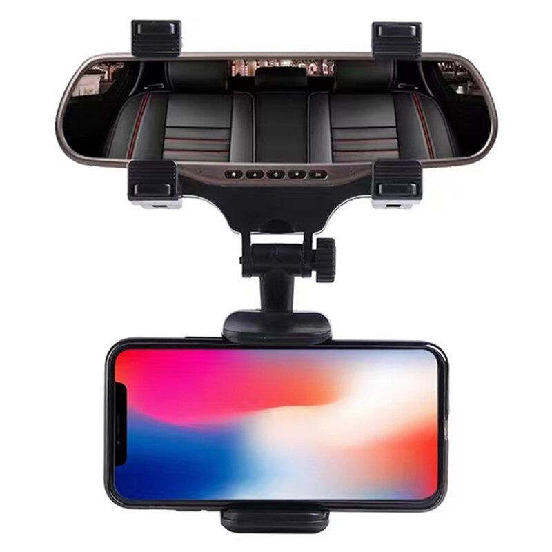 Universal 360 Dudukan Tegakan Dudukan Kaca Spion Mobil Dapat Diputar untuk Ponsel GPS Braket Cermin Tampilan Belakang Mobil