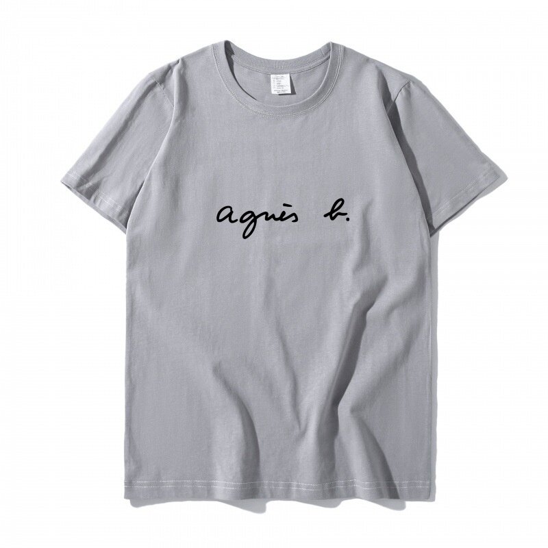 Camiseta de manga corta de moda coreana para mujer, camiseta unisex de manga corta, top simple con estampado de texto, diseño de cuello redondo