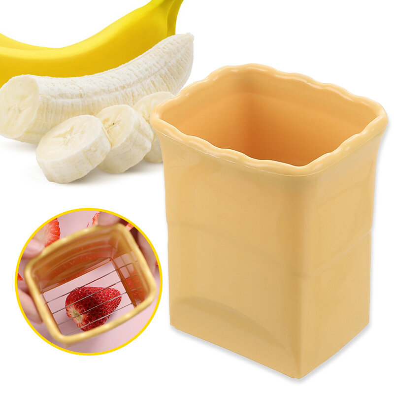 Cortador De Frutas De Aço Inoxidável, Strawberry Platter Slicer, Banana Press, Gadget De Cozinha Criativa