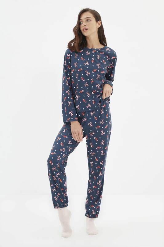 Trendyol natal tricô pijamas temáticos conjunto thmaw22pt1014