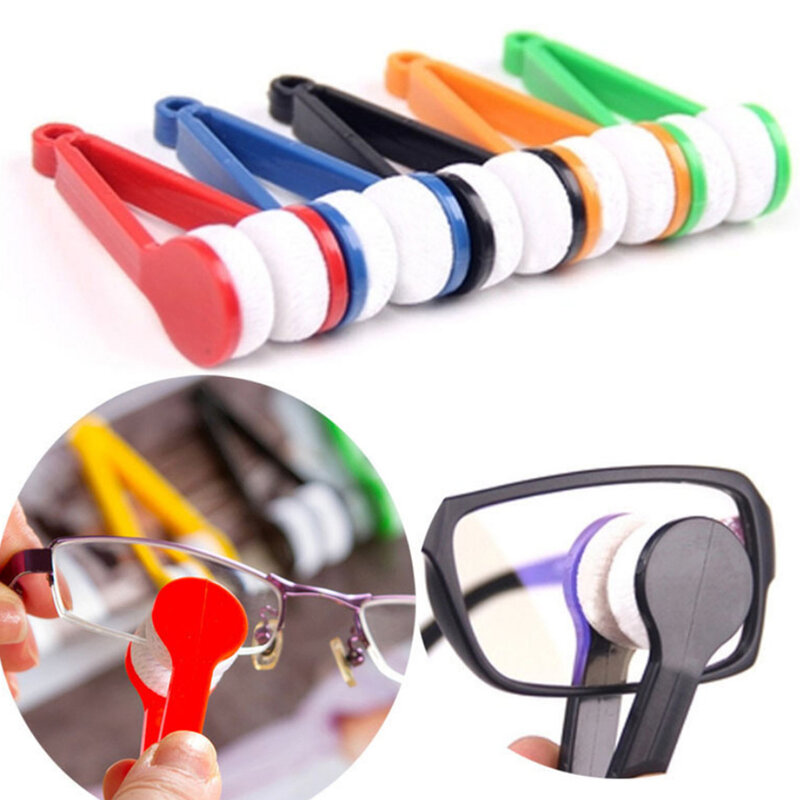 แว่นตา Mini แบบพกพาขัดทำความสะอาดแว่นตาสองด้านไมโครไฟเบอร์แปรงทำความสะอาดเครื่องมือทำความ...