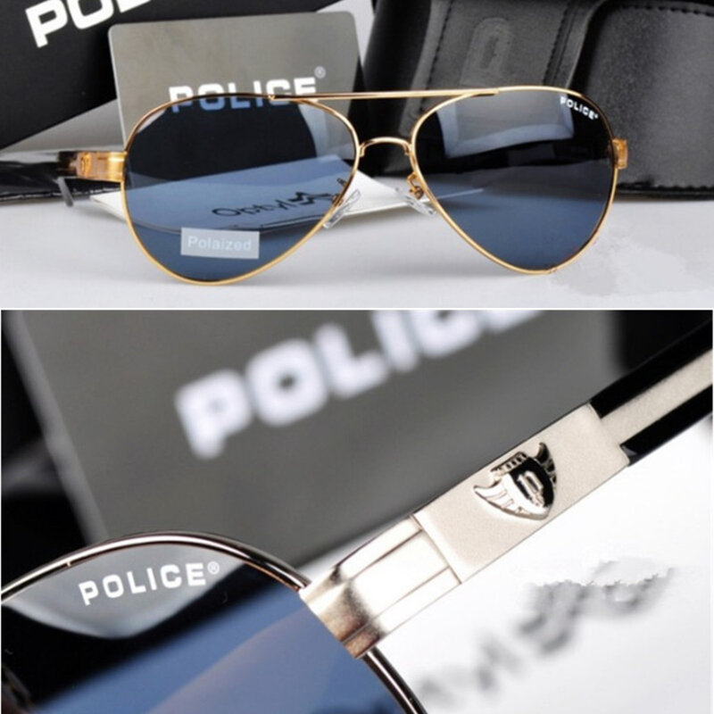 Marca de luxo polícia ao ar livre dos homens óculos polarizados piloto alta definição condução espelho óculos de sol dos homens des lunettes de solei