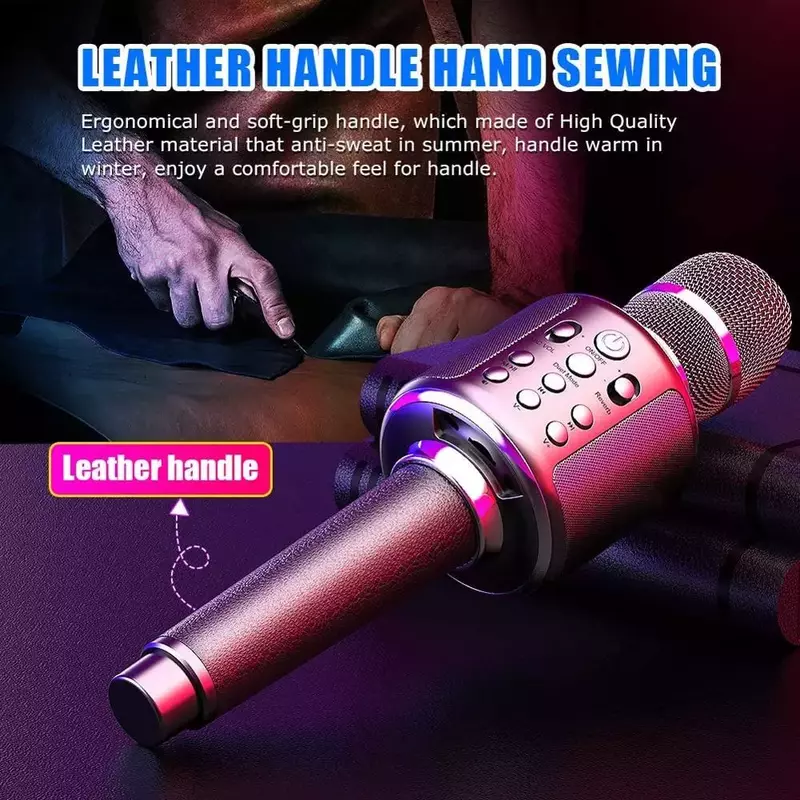 Micrófono de Karaoke, máquina de canto inalámbrica con Altavoz Bluetooth para Teléfono Celular/PC, altavoz de micrófono portátil de mano