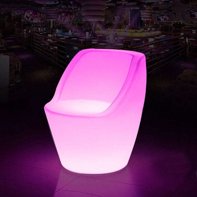 REAQ podświetlana dioda LED krzesło plażowe 68*68*71cm oświetlony krzesło do jadalni do kawy sklep ogród akumulator meble barowe Riq-C71