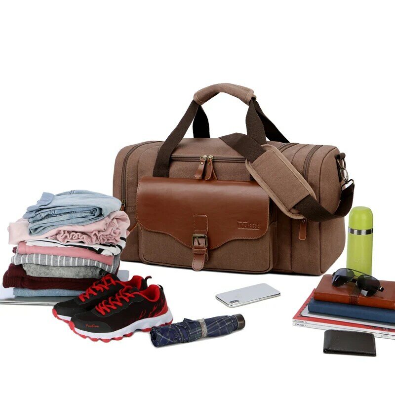 대용량 캔버스 캐리 온 레저 여행 가방, 더플 여행 가방 편리한 휴대용 주말 가방
