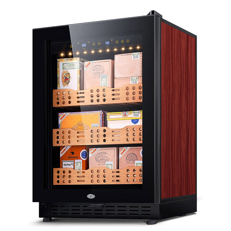 Odino-휴미더 캐비닛 시가 캐비닛, 일정한 온도 보습 삼나무 나무 선반 압축기 냉장고 208L 500 기수